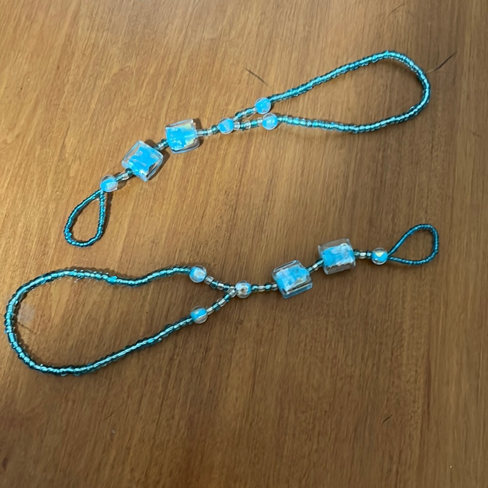 Blue sparkle ankle bracelet set